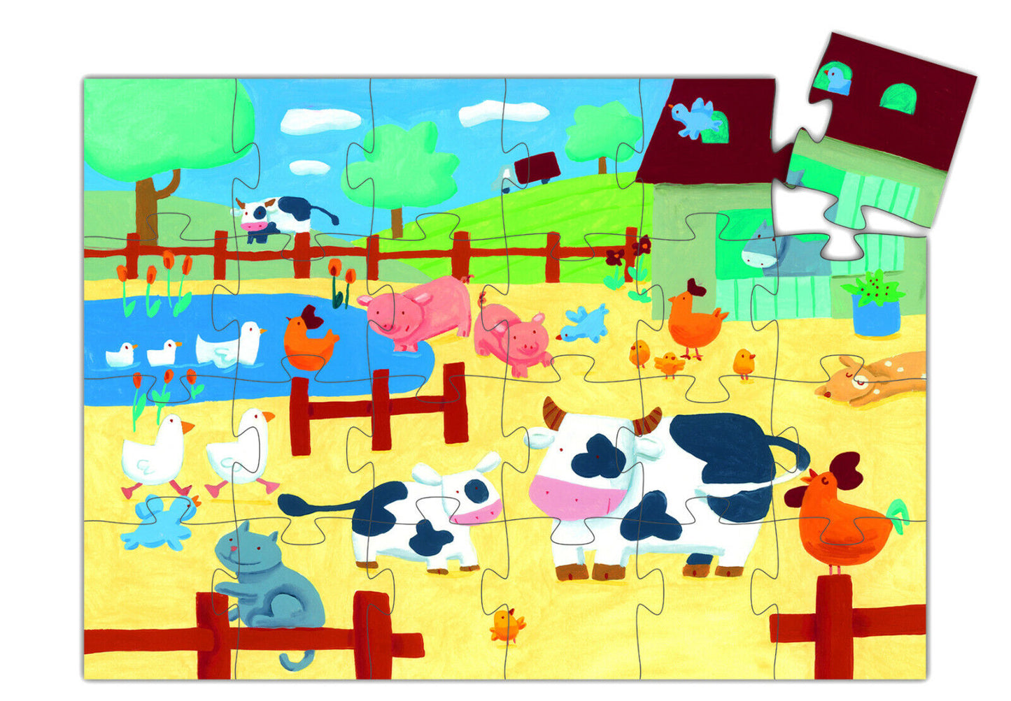 Puzzle silueta La vaca en la granja 24 piezas