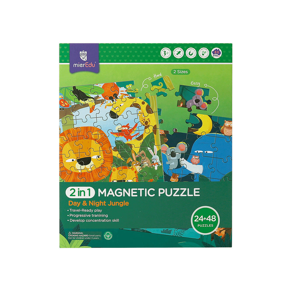 Puzzle magnético 2 en 1 La Selva de día y noche