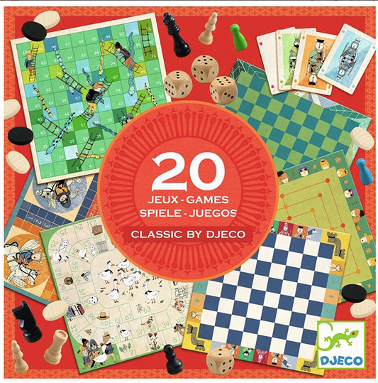 Caja de 20 juegos de mesa Clásicos Djeco