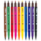 10 Lápices plumones doble punta fina y pincel